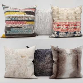 现代麻布皮毛抱枕3D模型下载